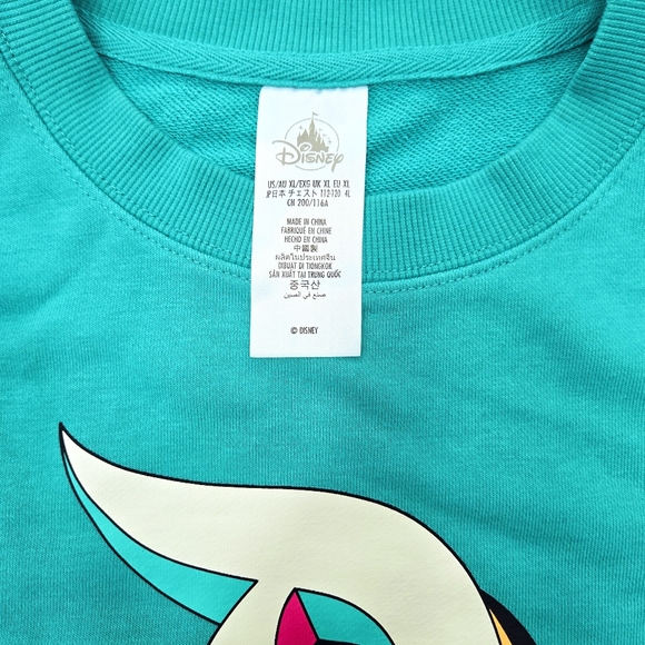 DisneyParks Disneyland “D” Logo Adult Pullover Sweatshirt Teal Green XL NWOT - Picture 2 of 3